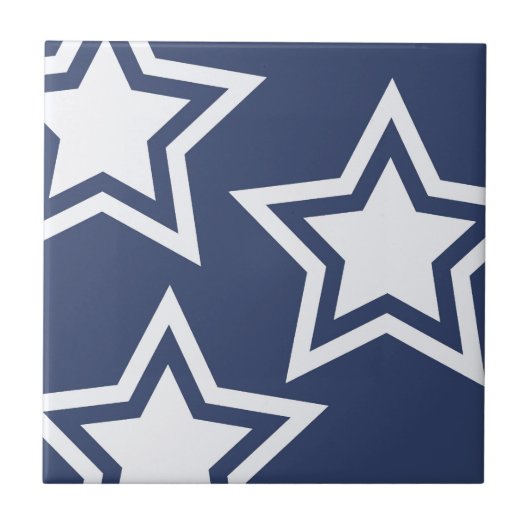 Blauwe witte sterren tegeltje (Voorkant)