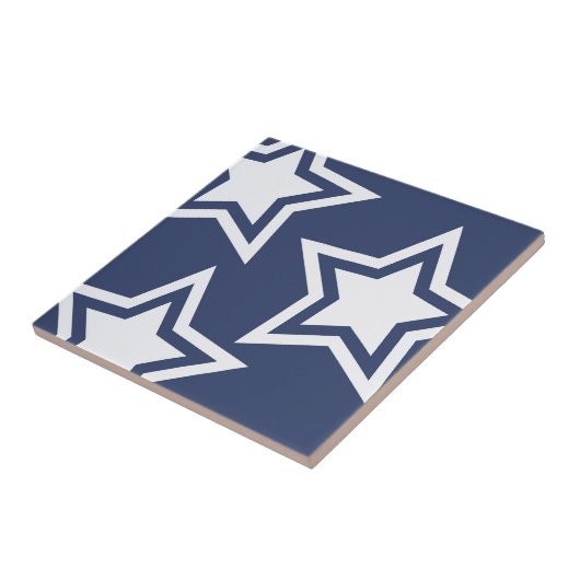 Blauwe witte sterren tegeltje (Zijkant)