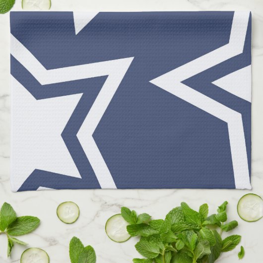 Blauwe witte sterren theedoek (Gevouwen)
