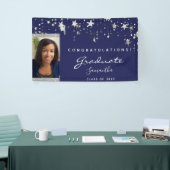 Blauwe witte sterren van de Graduation party, foto Spandoek