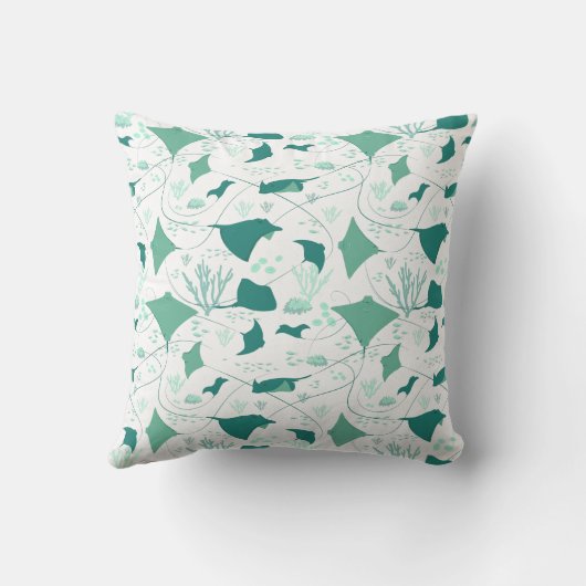 Blauwe witte Stingrays Coral Reef Ocean Kussen (Achterkant)