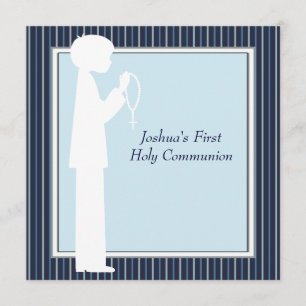 Blauwe witte strepe Rosary Boys First Commune Kaart