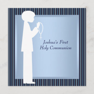 Blauwe witte strepe Rosary Boys First Commune Kaart