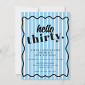 Blauwe witte strepen 30e verjaardag kaart (Voorkant)