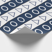 Blauwe witte strepen Cirkeldriehoek Geometrisch Cadeaupapier (Hoek)