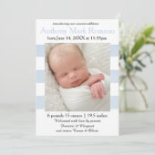 Blauwe/witte strepen Foto - Aankondiging geboorte (Staand voorkant)