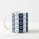 Blauwe witte strepen Geometrisch patroon Koffiemok (Links)