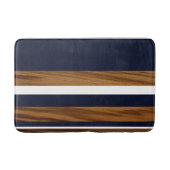 Blauwe witte strepen, hout badmat (Voorkant)
