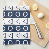 Blauwe witte strepen Modern Geometrisch Patroon Theedoek (Quarter Fold)