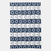 Blauwe witte strepen Modern Geometrisch Patroon Theedoek (Verticaal)