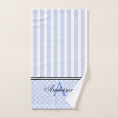 Blauwe & Witte Strepen Monogram Bad Handdoek (Handdoek)