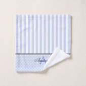 Blauwe & Witte Strepen Monogram Bad Handdoek (Wasdoekje)