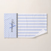 Blauwe & Witte Strepen Monogram Bad Handdoek (Handdoek)