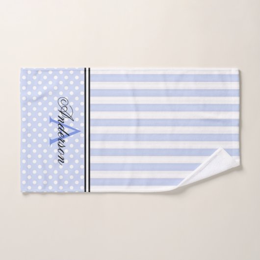 Blauwe & Witte Strepen Monogram Bad Handdoek (Handdoek)