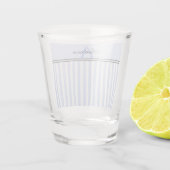 Blauwe & Witte Strepen Monogram Shot Glas (Achterkant)
