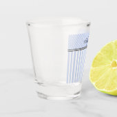 Blauwe & Witte Strepen Monogram Shot Glas (Links)