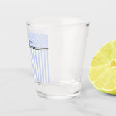 Blauwe & Witte Strepen Monogram Shot Glas (Rechts)
