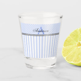 Blauwe & Witte Strepen Monogram Shot Glas