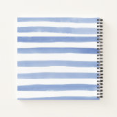 Blauwe witte strepen Paars geel ontzilt hout Notitieboek (Achterkant)