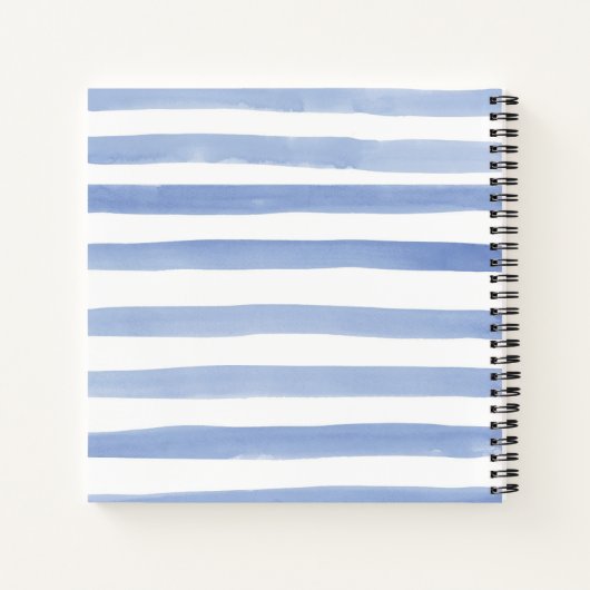 Blauwe witte strepen Paars geel ontzilt hout Notitieboek (Achterkant)