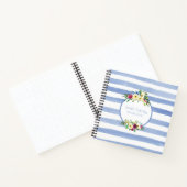 Blauwe witte strepen Paars geel ontzilt hout Notitieboek (Binnen)