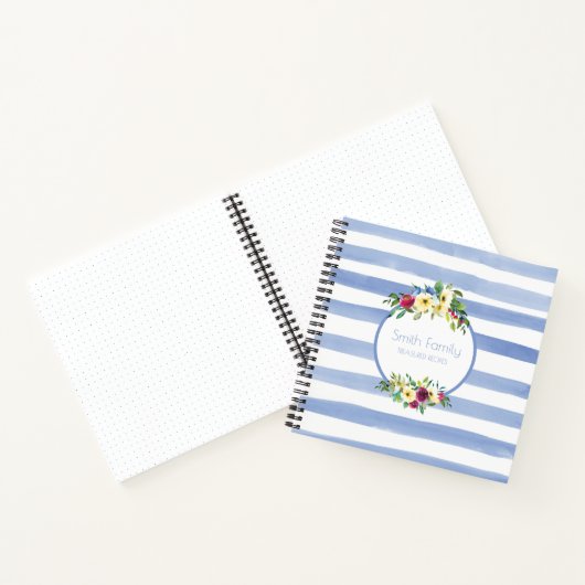 Blauwe witte strepen Paars geel ontzilt hout Notitieboek (Binnen)