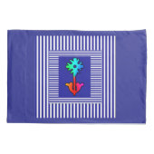 Blauwe Witte Strepen Regenboog Bloem Midden Kussensloop (Achterkant)