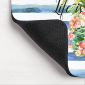 Blauwe witte strepen tropische sinaasappel muismat (Hoek)