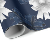 Blauwe witte strikken vakantie Kerstmis Cadeaupapier (Rol Hoek)