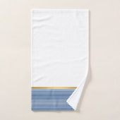 BLAUWE WITTE STRIPE GOLD BATHROOM TOWEL SET BAD HANDDOEK (Handdoek)