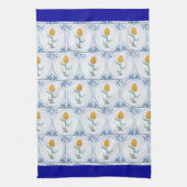 Blauwe witte tapijtbuis Tegel Patroonblauwe rand Theedoek (Verticaal)