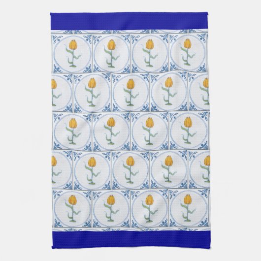 Blauwe witte tapijtbuis Tegel Patroonblauwe rand Theedoek (Verticaal)