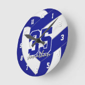 blauwe witte teamkleuren gepersonaliseerd volleyba ronde klok (Hoek)