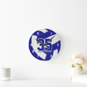blauwe witte teamkleuren gepersonaliseerd volleyba ronde klok (Huis)