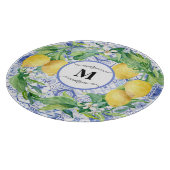 Blauwe witte Tegel Lemon Wreate  Farmhouse Art Snijplank (Hoek)