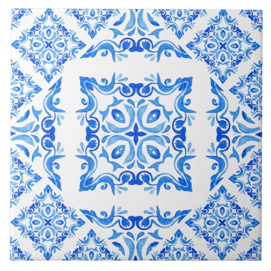 Blauwe witte tegels azulejos Spaans middellandse z Tegeltje (Voorkant)