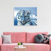 Blauwe witte tijger canvas afdruk (Insitu (Woonkamer))