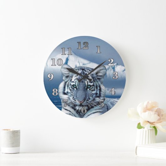 Blauwe witte tijger grote klok (Huis)