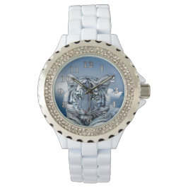 Blauwe witte tijger horloge