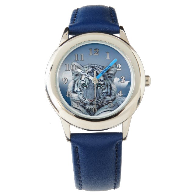 Blauwe witte tijger horloge (Voorkant)