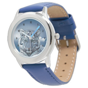 Blauwe witte tijger horloge
