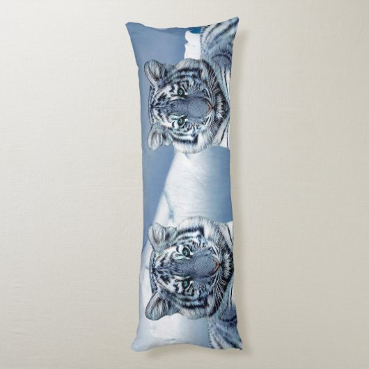 Blauwe witte tijger lichaamskussen (Achterkant (Verticaal))