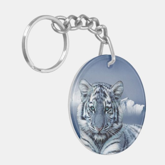 Blauwe witte tijger sleutelhanger (Voorkant Links)