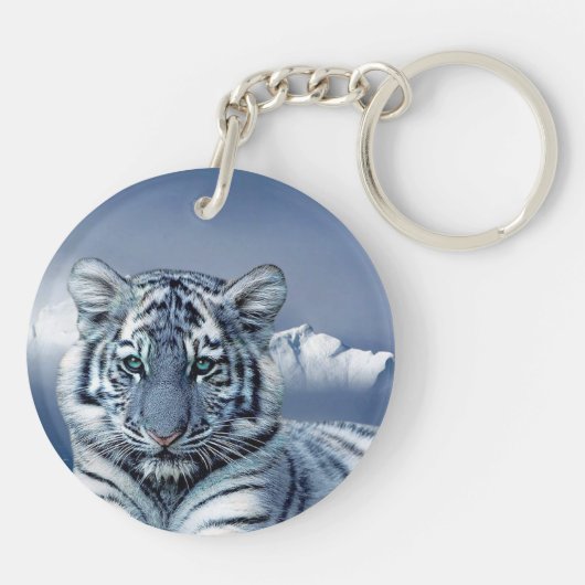 Blauwe witte tijger sleutelhanger (Achterkant)