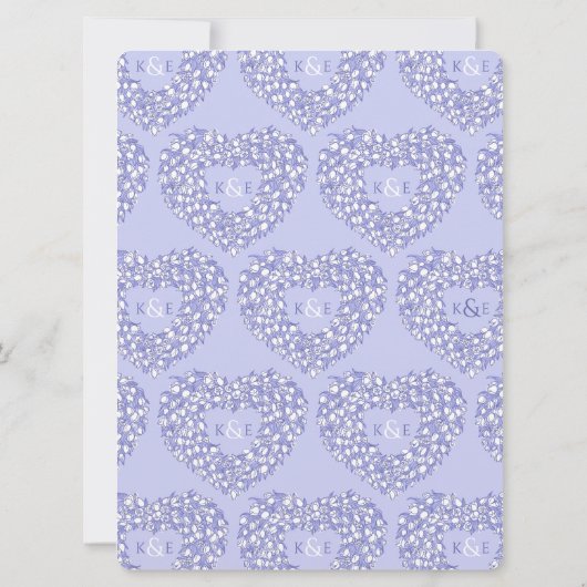 blauwe witte tulpen die hart trekken kaart (Achterkant)