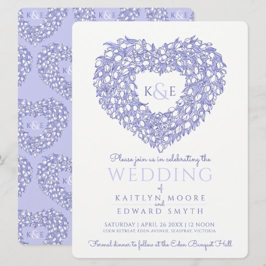 blauwe witte tulpen die hart trekken kaart (Voorkant / Achterkant)