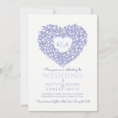 Blauwe witte tulpen tekenen hart foto bruiloft kaart (Voorkant)