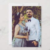 Blauwe witte tulpen tekenen hart foto bruiloft kaart (Achterkant)