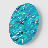 Blauwe, witte, turkooisschool voor vis grote klok (Hoek)