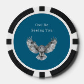 Blauwe Witte Uil   Poker Chips (Voorkant)